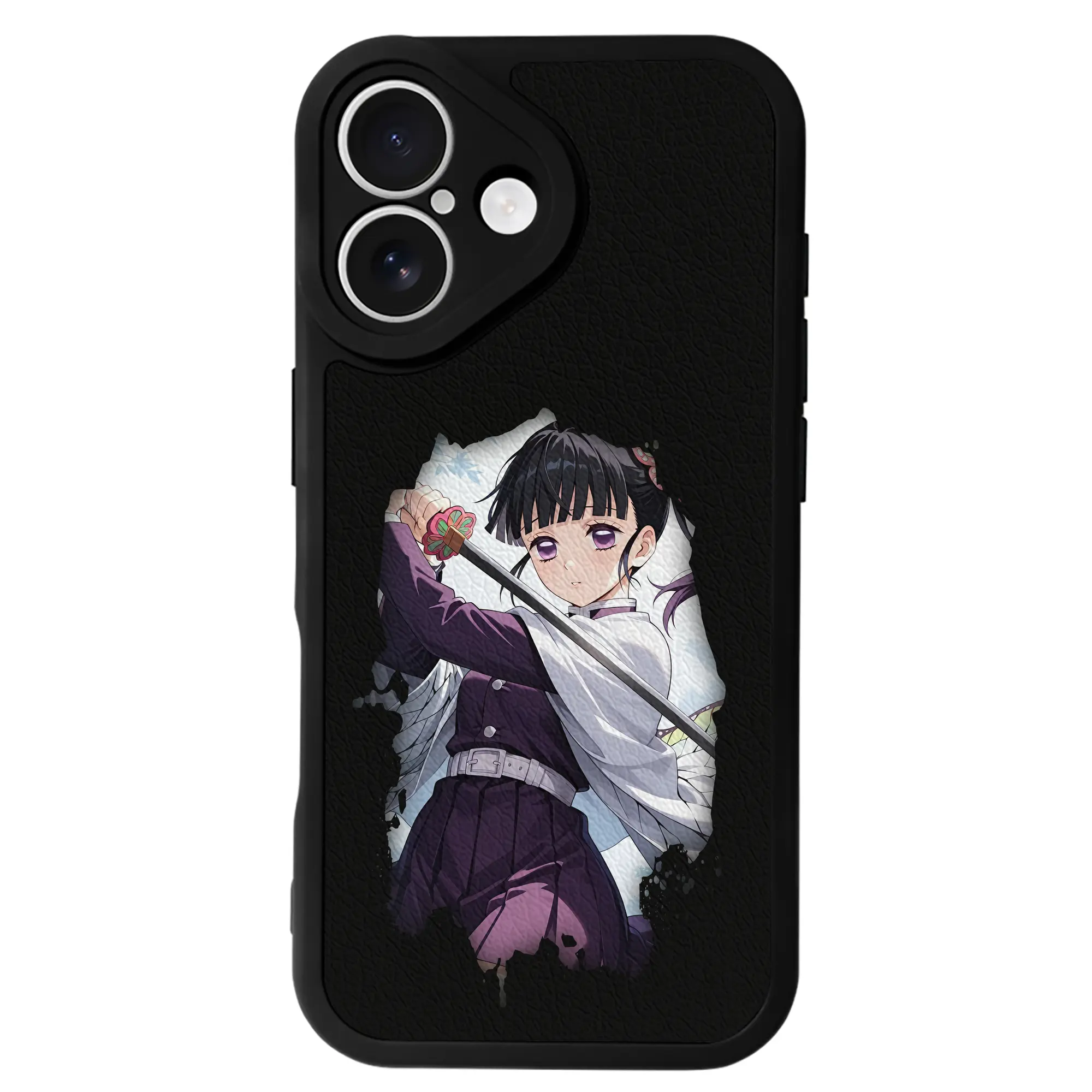 鬼滅の刃 グッズ,栗花落 カナヲ - IPhone 16シリーズ対応 ・ シリコンスマホケース ・ レザー調 ・ 高精度フィット ・ 耐衝撃 ・ ワイヤレス充電対応 ・ 精密カット